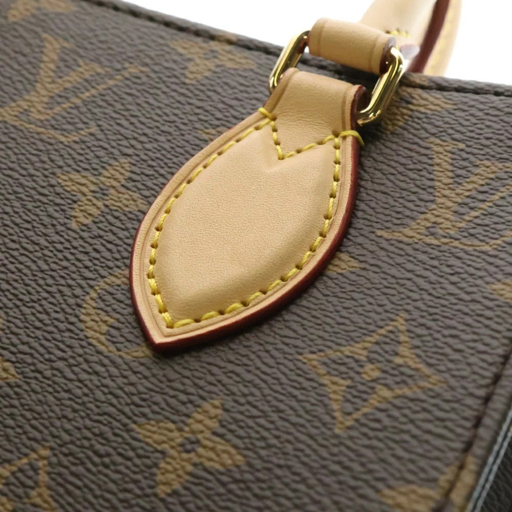 LOUIS VUITTON Monogram Sac Plat Leather Handbag Shoulder Bag Brown - Picture 5 of 6